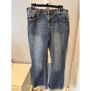 Earl Jean Women 12P Medium Wash Bootcut Rhinestone Contrast Stitch Jeans